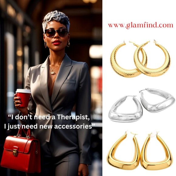 18 K Gold Dipped Stainless Steel Trapezoid Earrings - Picture 1 of 3